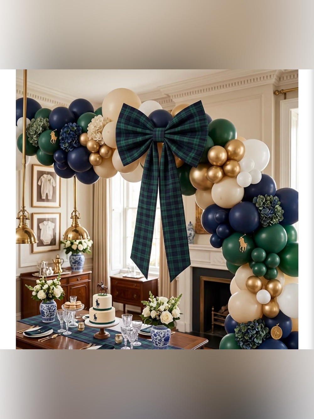 Giant Tartan Plaid Bow Decor Blue Green Oversized Big Bows for Party Christmas